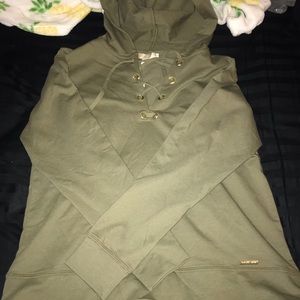 MICHAEL Michael Kors Lace-Up Safari Green Hoodie